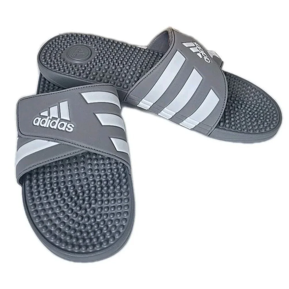 Adidas Adissage NIB Slides Sandal Grey & White Men's Size 17 New HQ4373